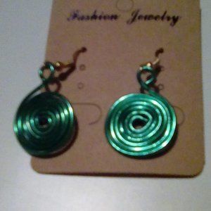 Women's Handmade Green Spiral Earrings
